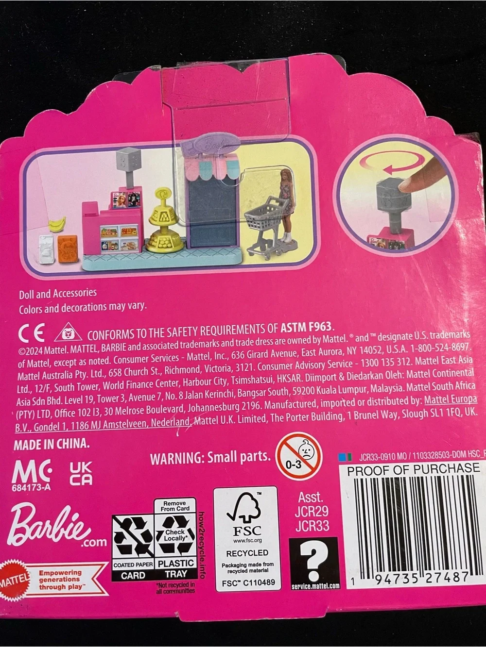 Mattel Mini Barbie Land Playset - Pink, Blue, Yellow New